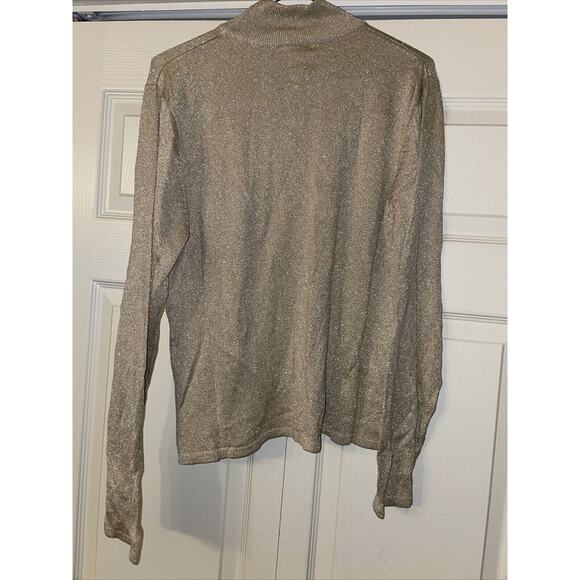 Talbots Women's Turtleneck Sweater Gold Silk Rayon Metallic Blend Medium - Picture 2 of 4